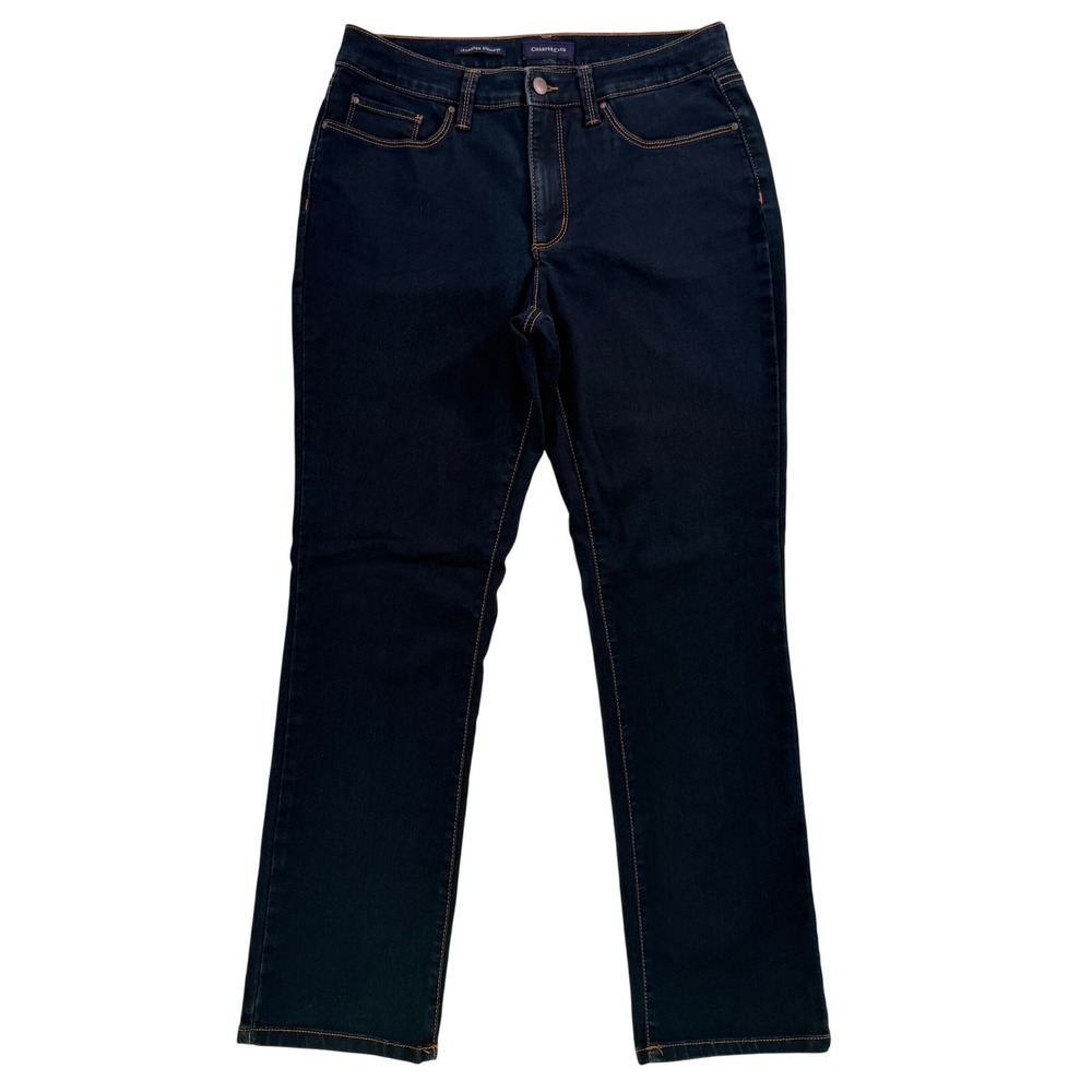 Charter Club Lexington Straight Leg Jeans Indigo Blue 8S Short Stretch Denim